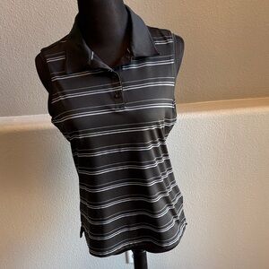 Adidas golf sleeveless black with white stripes 
Size M